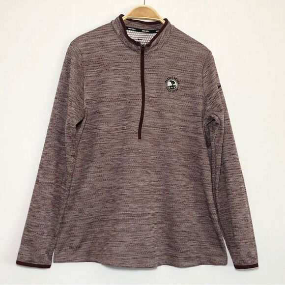 Nike Golf Pebble Beach Womens XL Maroon 1/2 Zip Pullover Dri-Fit Heather - Picture 1 of 11